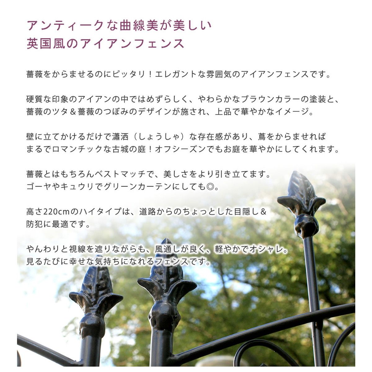 【直送】住まいスタイル/アイアンローズフェンス220 ハイタイプ 2枚組 ホワイト/RS013H-2P-WHT