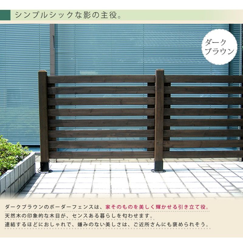 【直送】住まいスタイル/ボーダーフェンス スプレッド(連結セット/平地用) ダークブラウン