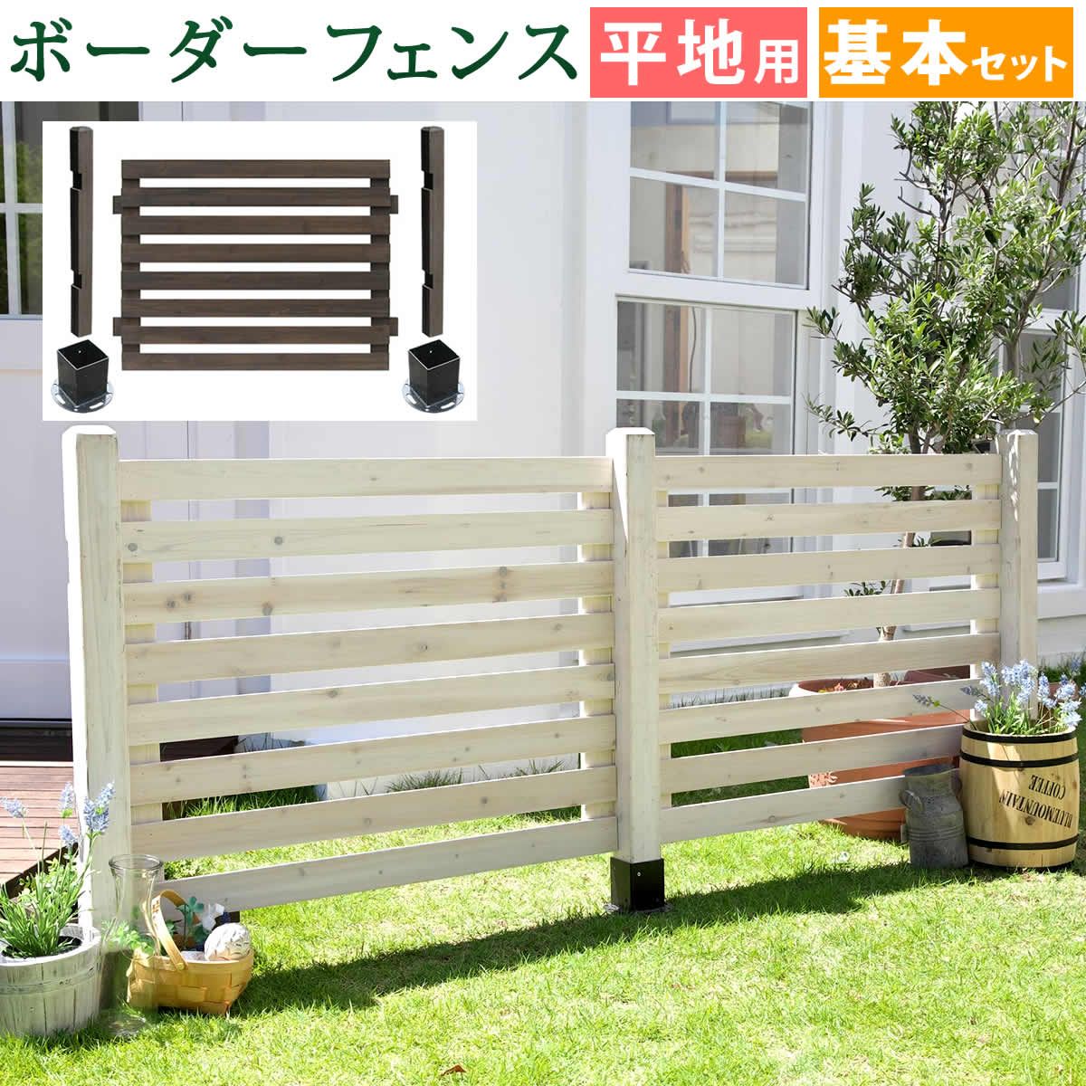 【直送】住まいスタイル/ボーダーフェンス スプレッド(基本セット/平地用) ダークブラウン