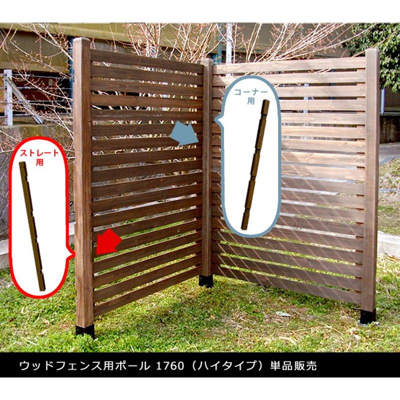特価◎【直送】住まいスタイル/ウッドフェンス用ポール1760(ハイタイプ) ストレート(ダークブラウン)/SFP-1760DBR