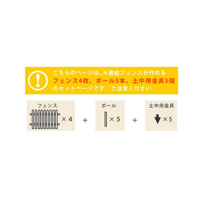 特価◎【直送】住まいスタイル/ピケットフェンス ストレート 土中4連結セット ダークブラウン/SFPS1200-4UB-DBR