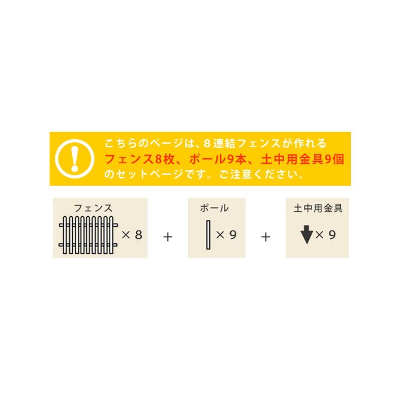 特価◎【直送】住まいスタイル/ピケットフェンス ストレート 土中8連結セット ダークブラウン/SFPS1200-8UB-DBR