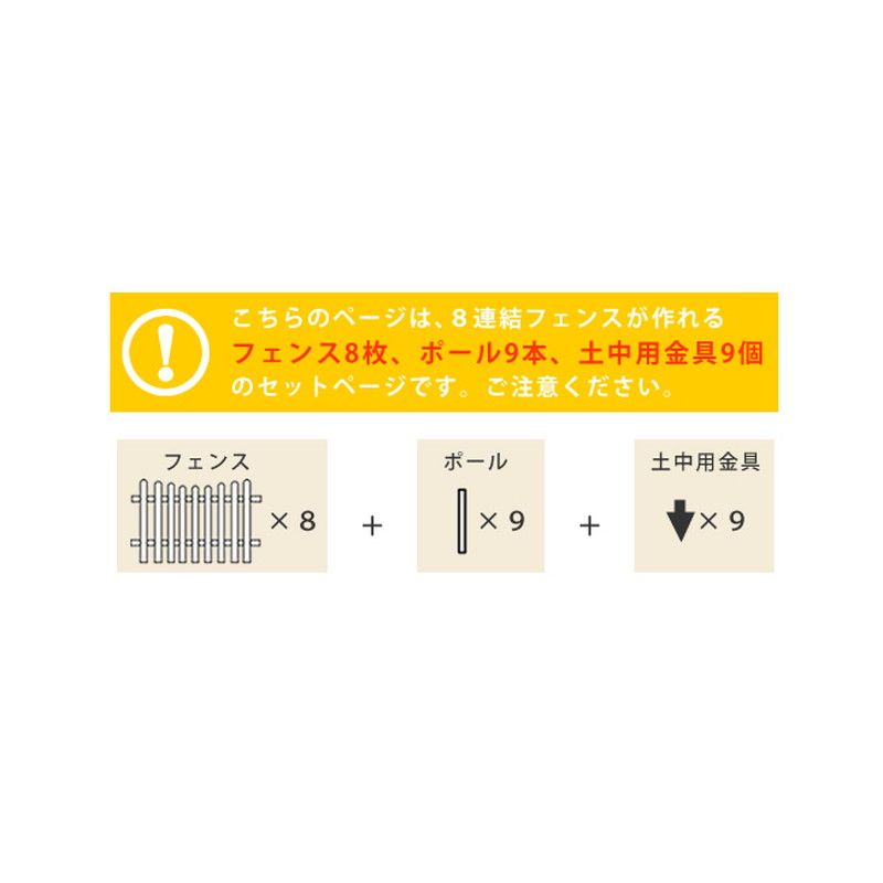 特価◎【直送】住まいスタイル/ピケットフェンス U型 土中8連結セット ダークブラウン/SFPU1200-8UB-DBR