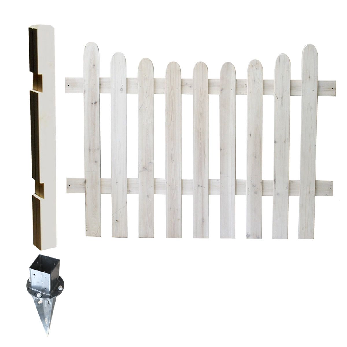 【直送】住まいスタイル/ピケットフェンスU型連結セット(土中用) ホワイト/SFPU1200E-UB-WHT