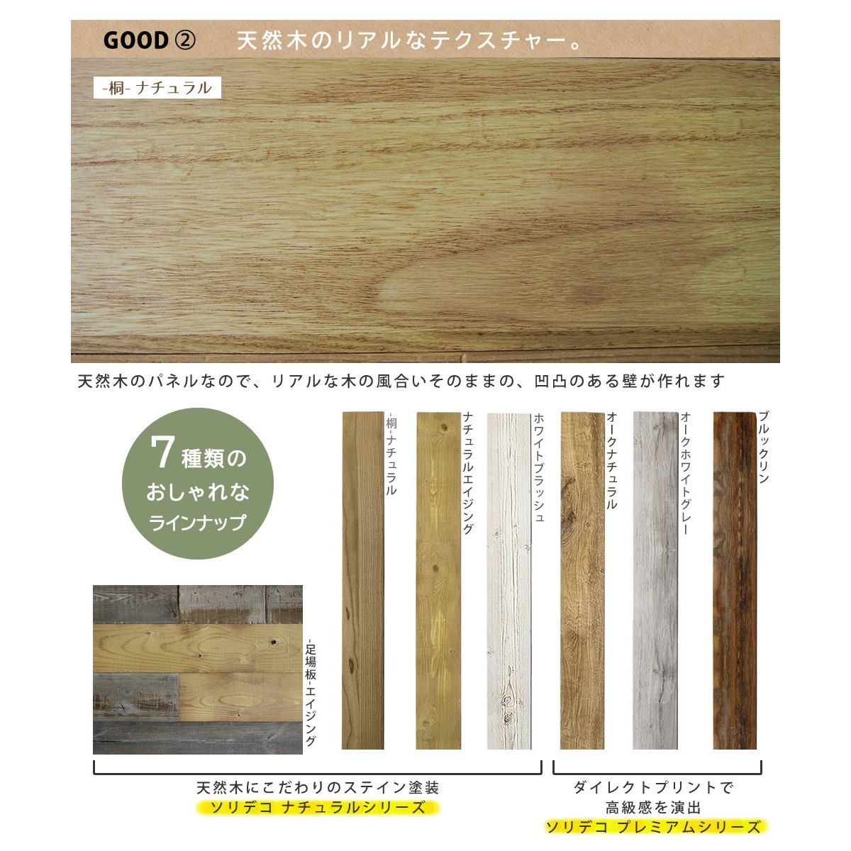 特価◎【直送】住まいスタイル/SOLIDECO 壁に貼れる天然木パネル 20枚組(約3m2) 桐ナチュラル/SLDC-20P-001KRI