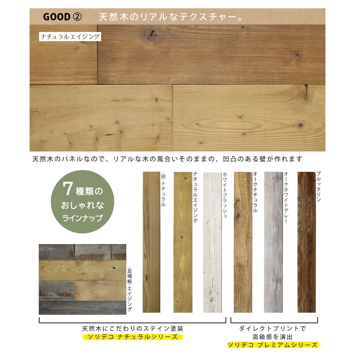 特価◎【直送】住まいスタイル/SOLIDECO 壁に貼れる天然木パネル 40枚組(約6m2) ナチュラルエイジング
