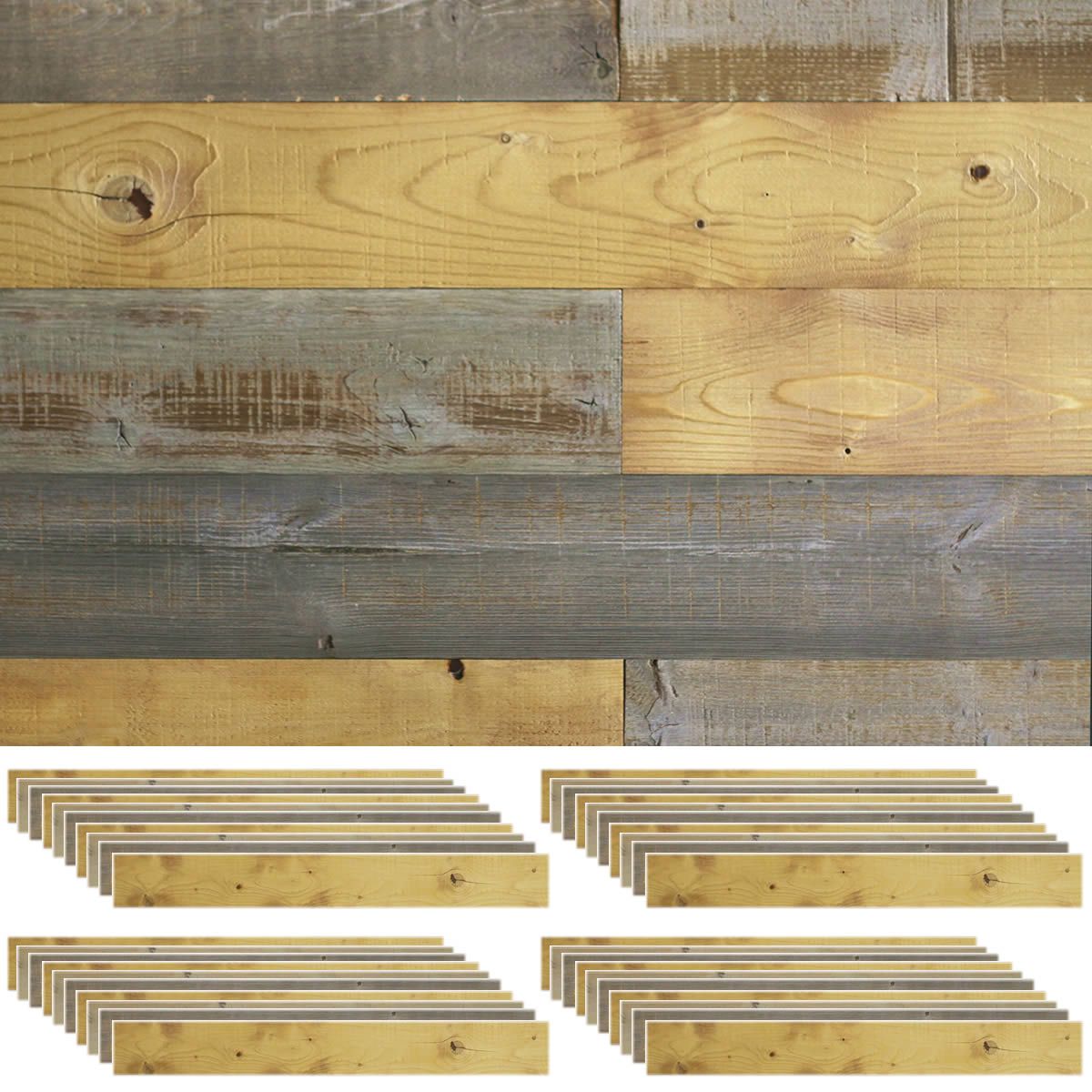 特価◎【直送】住まいスタイル/SOLIDECO 壁に貼れる天然木パネル 40枚組(約6m2) 足場板エイジング