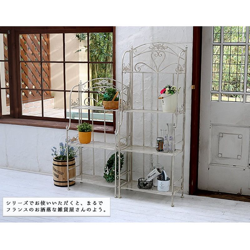特価◎【直送】住まいスタイル/ブランティーク ホワイトアイアンラック 4段 ホワイト/SPL-6619WHT