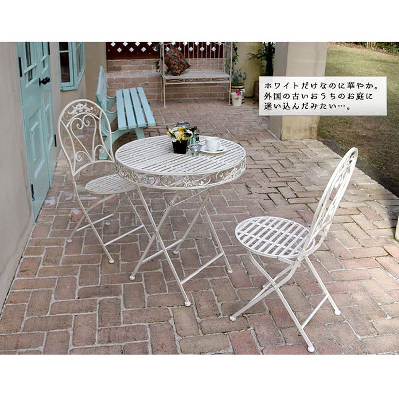 特価◎【直送】住まいスタイル/ブランティーク ホワイトアイアンチェア 2脚セット ホワイト/SPL-6627WHT-2P