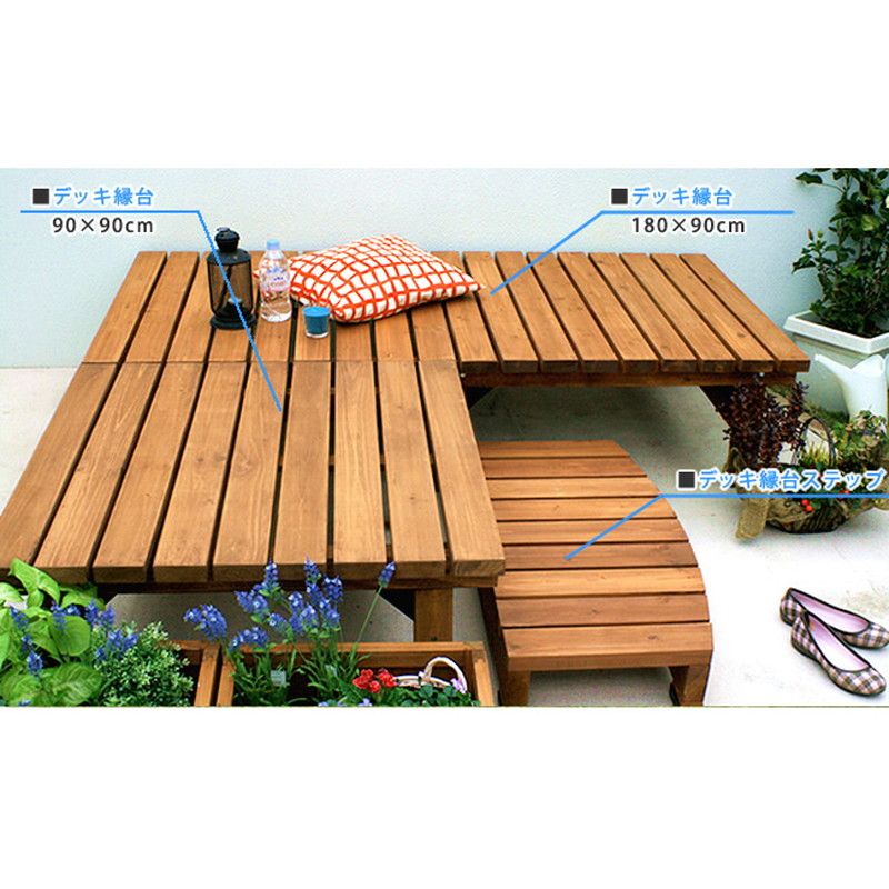 特価◎【直送】住まいスタイル/デッキ縁台90X90 ダークブラウン/SST-DEC-9090DBR