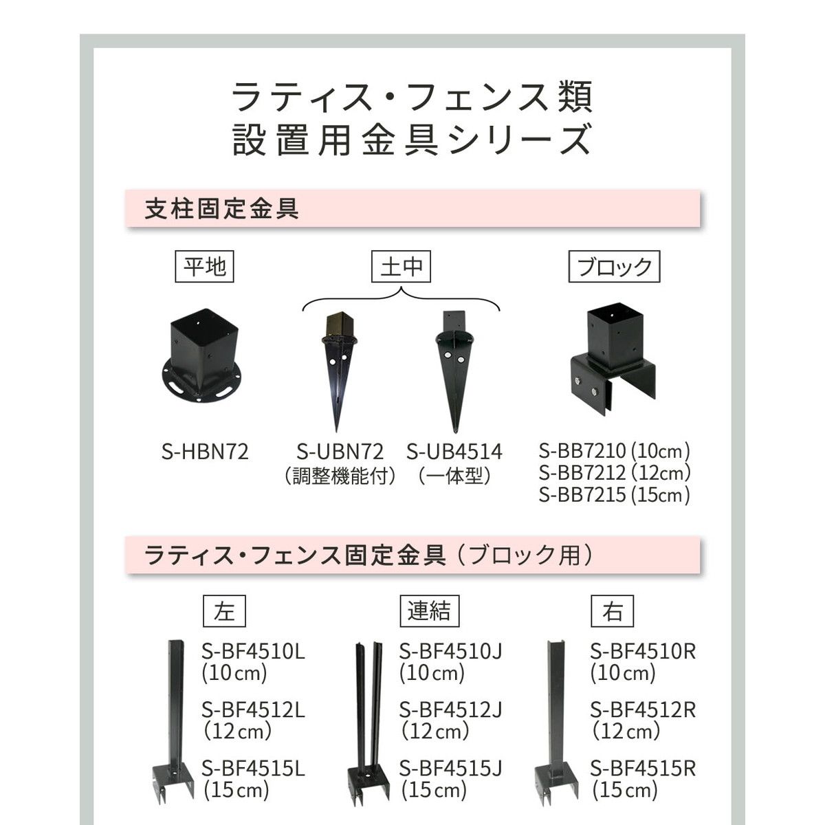 特価◎【直送】住まいスタイル/ラティス・フェンス支柱固定金具ブロック用12cm(1個) ブラック/S-BB7212
