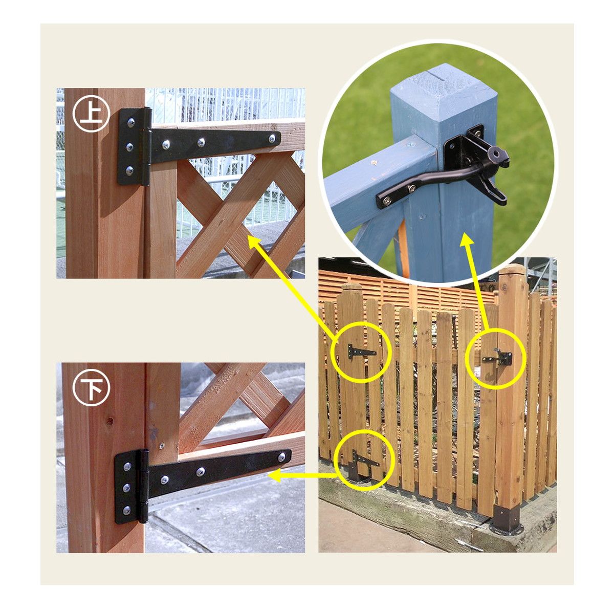 【直送】住まいスタイル/ラティス・フェンス用ゲート金具(1セット) ブラック/S-LVG4P