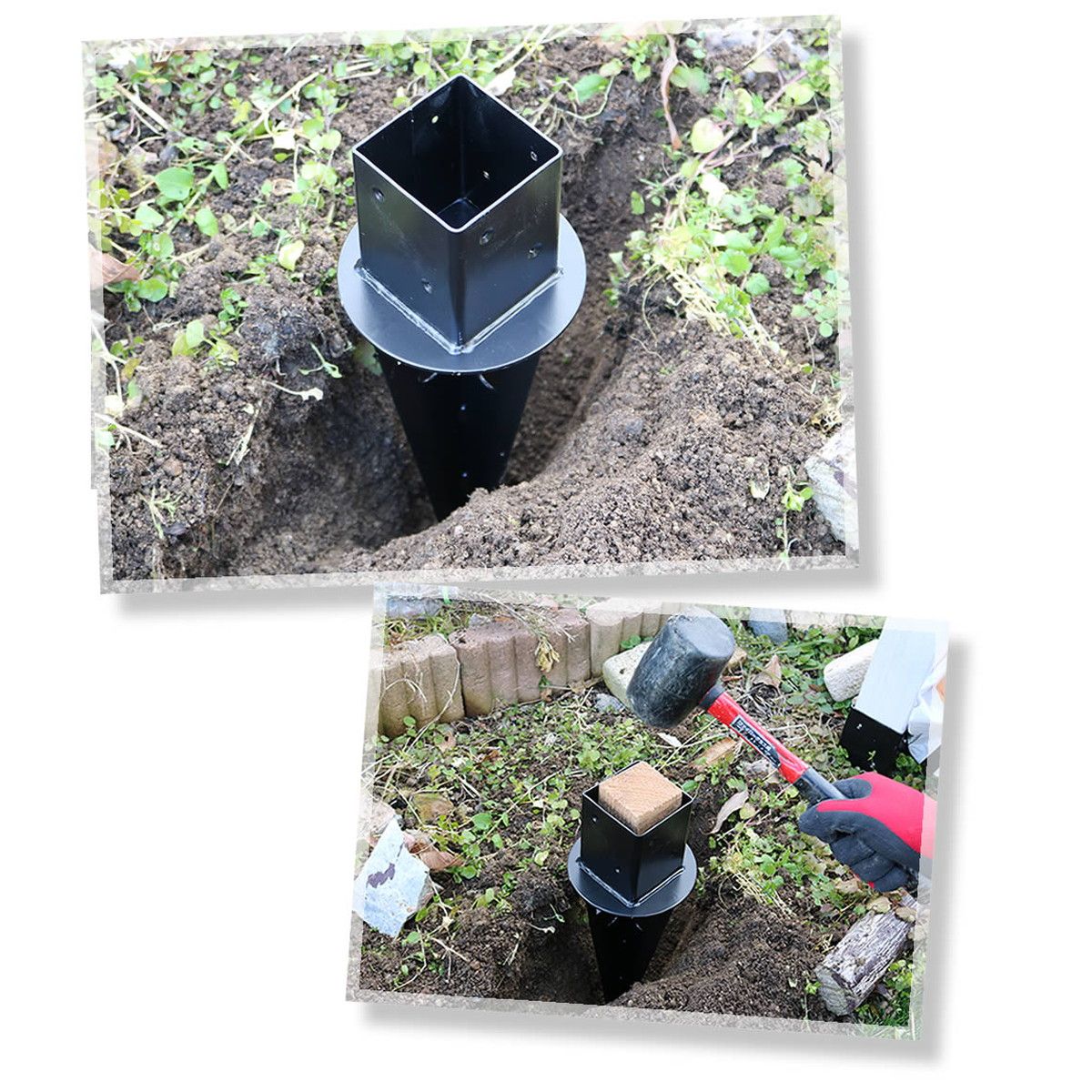 【直送】住まいスタイル/土中用支柱固定金具(1個) ブラック/S-UB4514