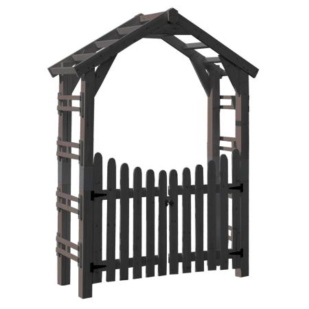 特価◎【直送】住まいスタイル/天然木製三角アーチ ゲートセット 「WOOD CHURCH」  ダークブラウン