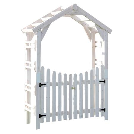 特価◎【直送】住まいスタイル/天然木製三角アーチ ゲートセット 「WOOD CHURCH」  ホワイト