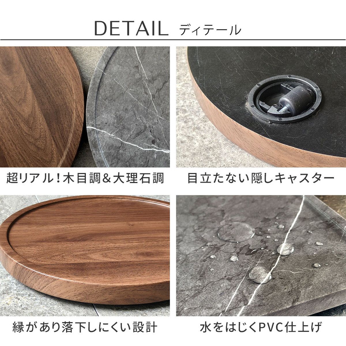 特価◎【直送】住まいスタイル/天然素材調のマルチトレー(キャスター付) 角型40cm 2個組 ウォルナット