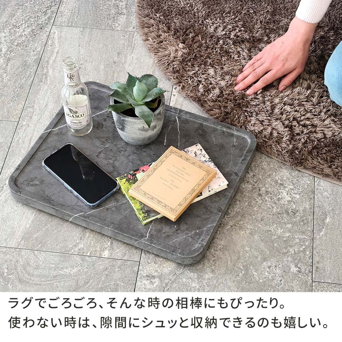 特価◎【直送】住まいスタイル/天然素材調のマルチトレー(キャスター付) 角型40cm 2個組 ウォルナット