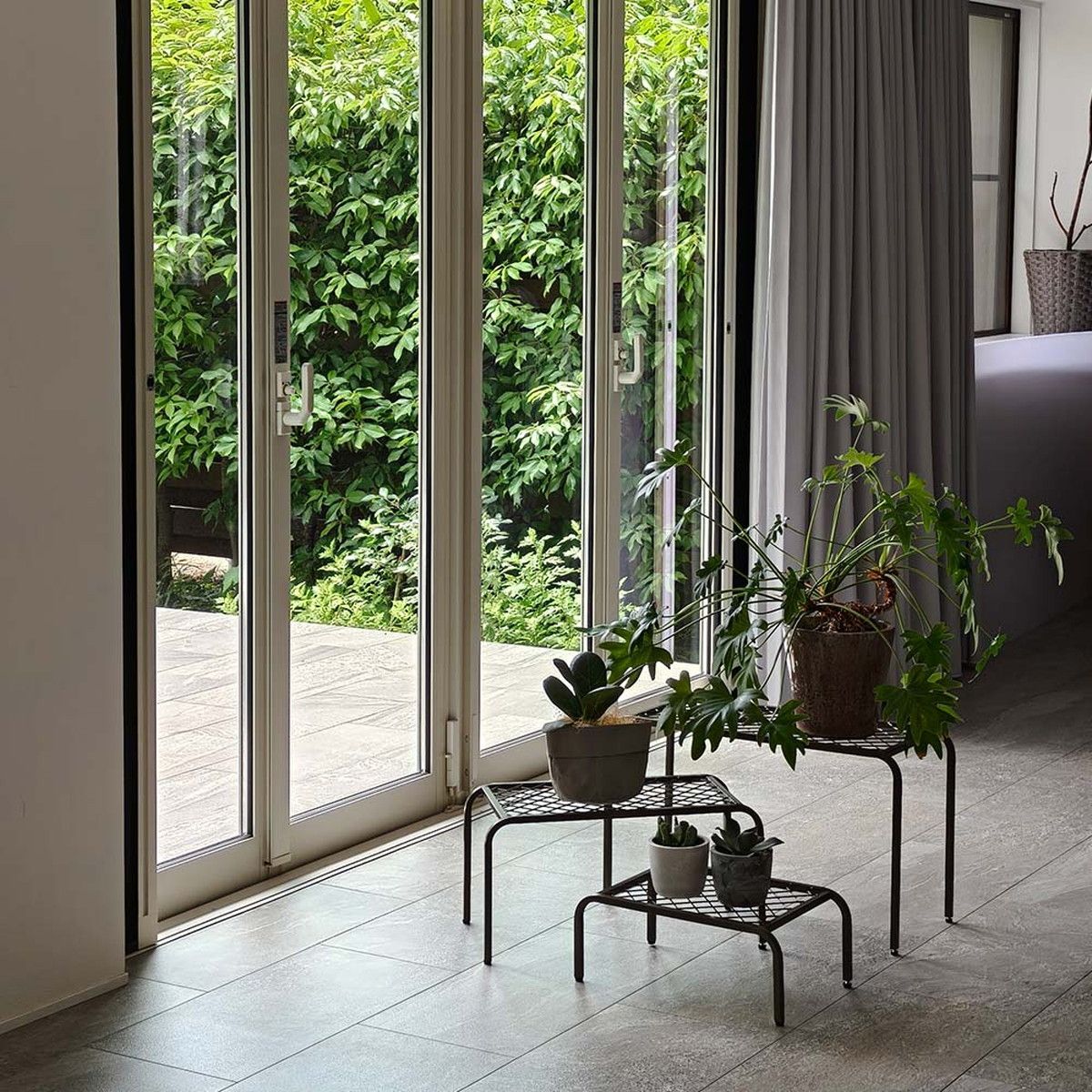 特価◎【直送】住まいスタイル/アイアンプランタースタンド「TWILL」(ツイル) 大サイズ 2個組 ゴールド