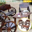 特価◎【直送】住まいスタイル/車輪ベンチ&焼杉テーブル3点セット(ベンチ小×2 テーブル×1) ダークブラウン