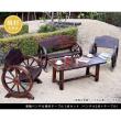 特価◎【直送】住まいスタイル/車輪ベンチ&焼杉テーブル3点セット(ベンチ小×2 テーブル×1) ダークブラウン