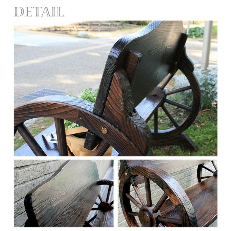 特価◎【直送】住まいスタイル/車輪ベンチ&焼杉テーブル3点セット(ベンチ小×2 テーブル×1) ダークブラウン