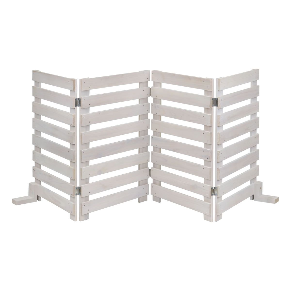 【直送】住まいスタイル/折り畳めるウッドフェンス 160(横ボーダー) 1枚組 ホワイト/WF-160YK-WHT