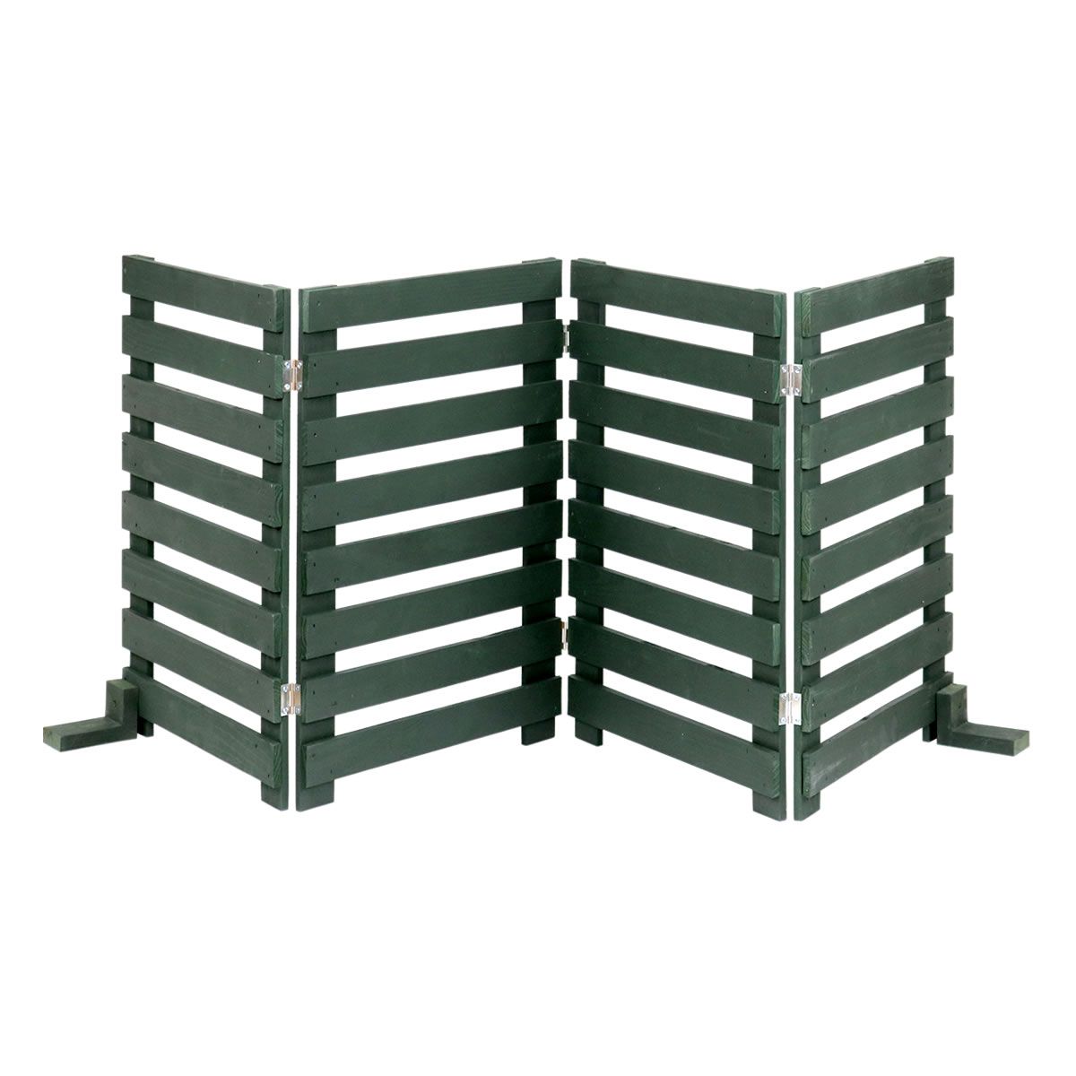 【直送】住まいスタイル/折り畳めるウッドフェンス 160(横ボーダー) 1枚組 ダークグリーン/WF-160YK-DGN