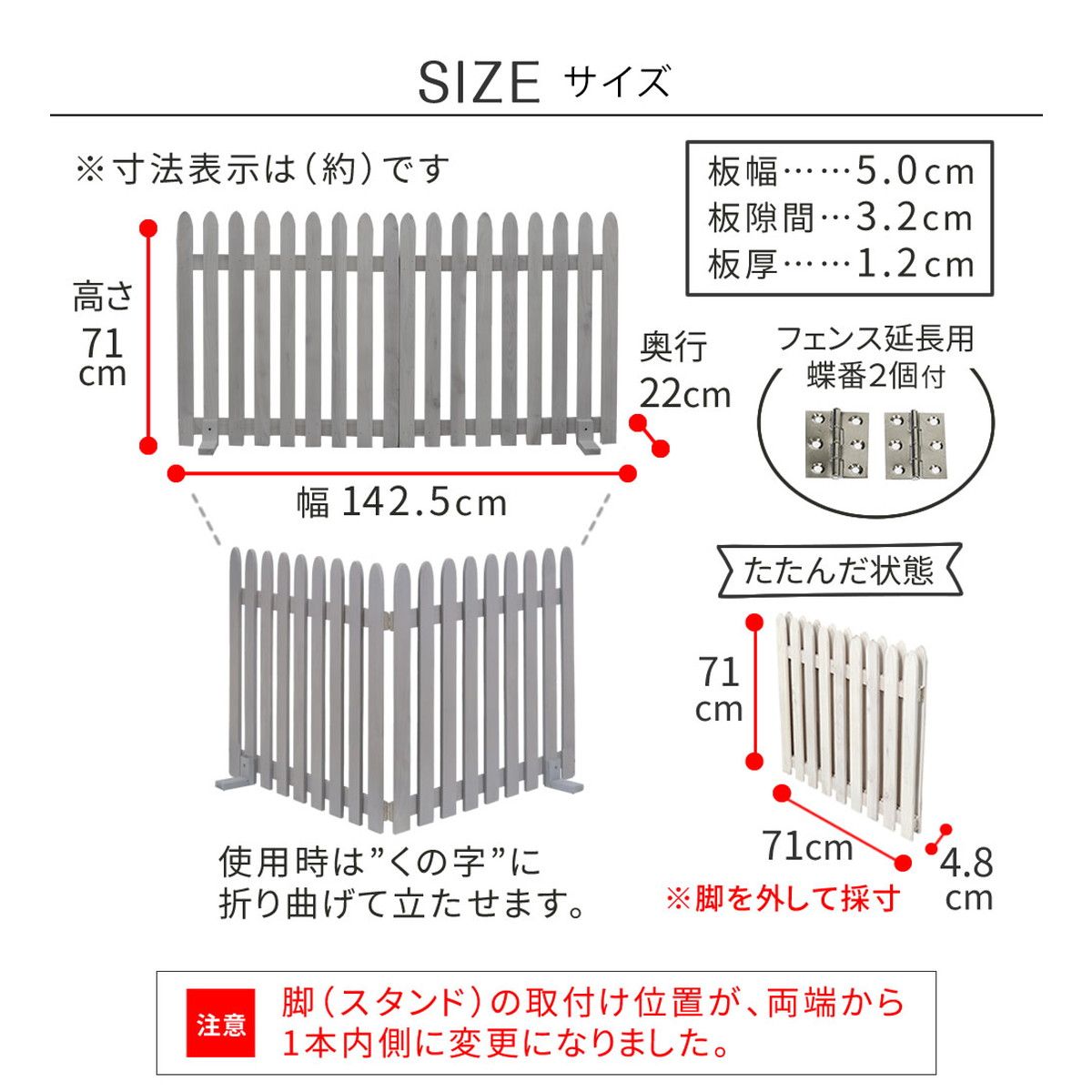 特価◎【直送】住まいスタイル/折り畳めるウッドフェンス 142×71(縦ストライプ) 2枚組 グレー/WF-284F-GRY