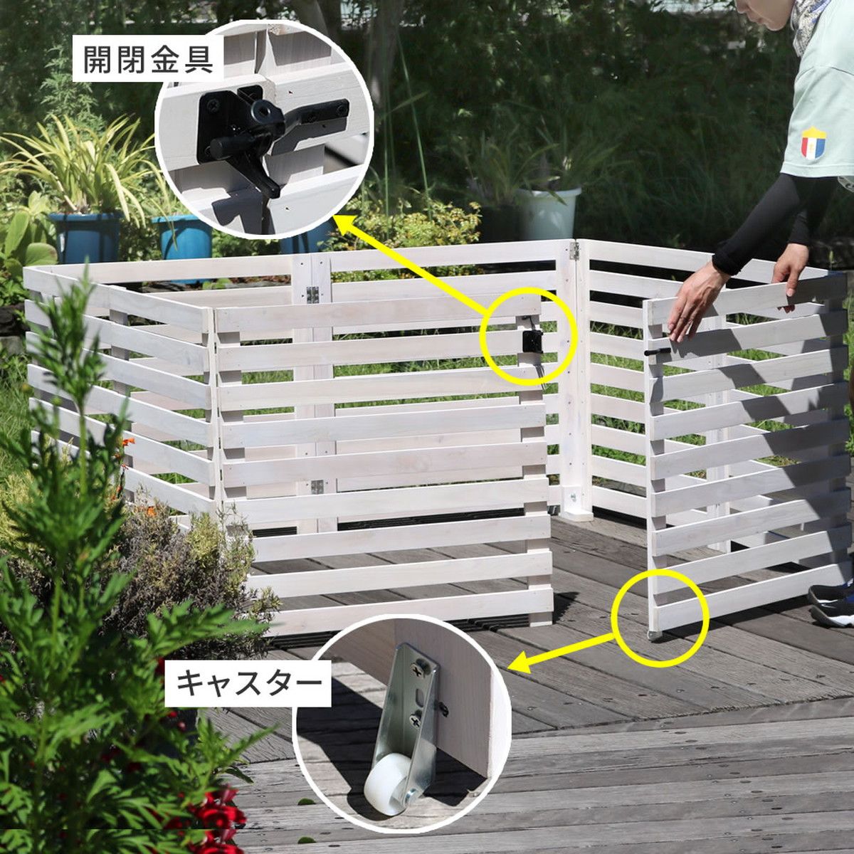 特価◎【直送】住まいスタイル/折り畳めるウッドフェンス ゲートセット(横ボーダー) ダークグリーン/WF-YKG-DGN