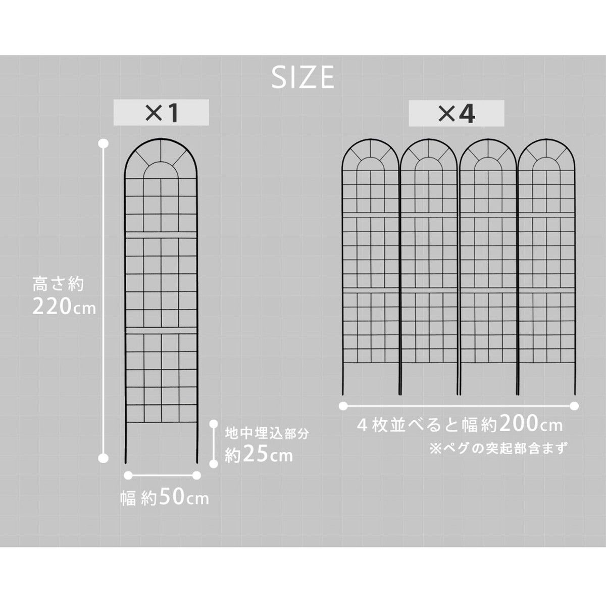 特価◎【直送】住まいスタイル/クラシックフェンス220 ハイタイプ 4枚組 ブラック/YB016H-4P-BLK