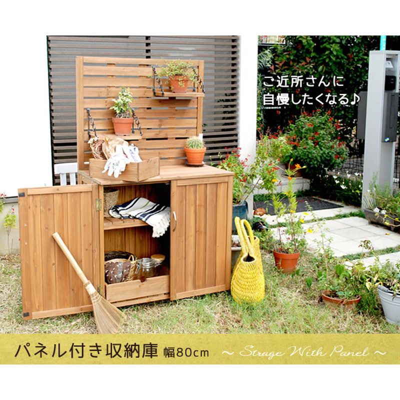 特価◎【直送】住まいスタイル/パネル付収納庫80 ブラウン/YB-202NW80