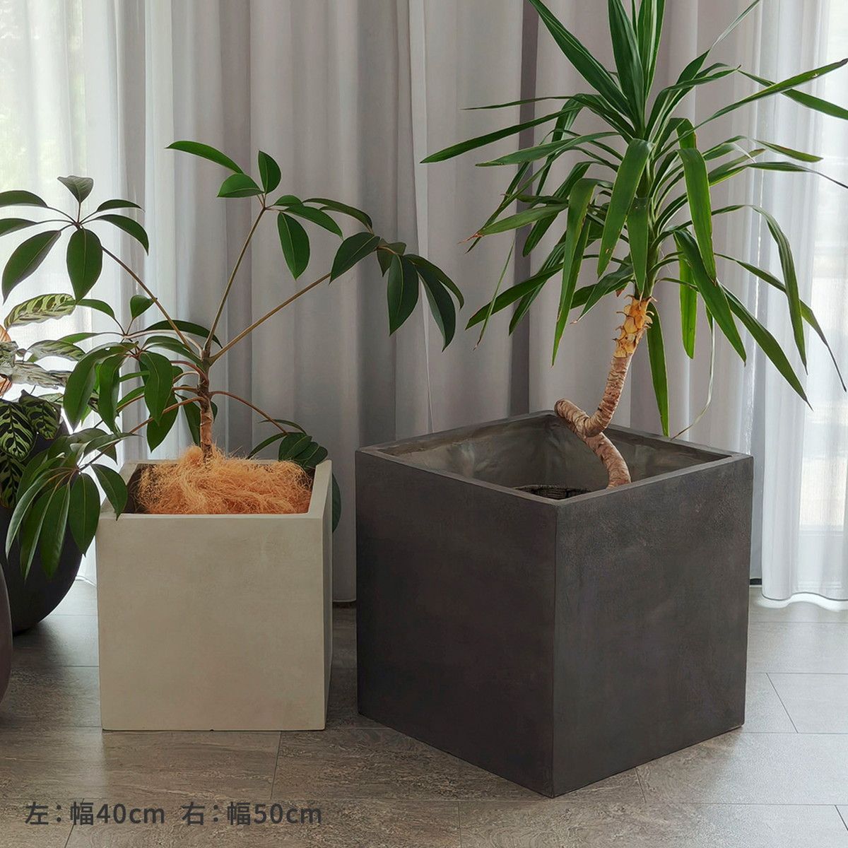 特価◎【直送】住まいスタイル/「GRITTE」 グリッテ 石調FRPプランター 幅40 (角型) グレー/E001-CU400GRY