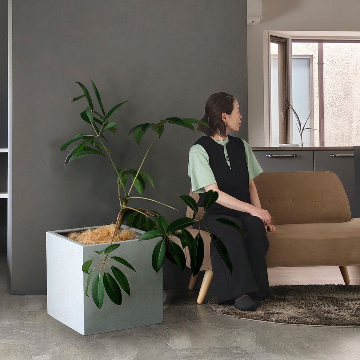 特価◎【直送】住まいスタイル/「GRITTE」 グリッテ 石調FRPプランター 幅50 (角型) アンティークホワイト