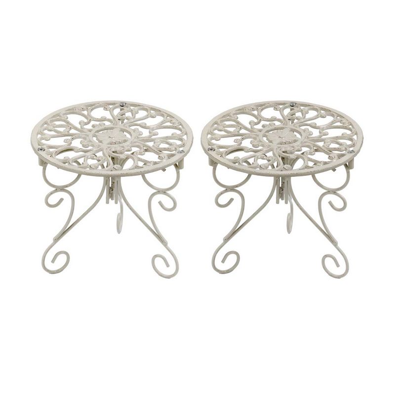 特価◎【直送】住まいスタイル/プランタースタンド ロータイプ deacor(デーコル) 2個 アンティークホワイト