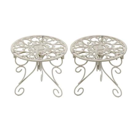 特価◎【直送】住まいスタイル/プランタースタンド ロータイプ deacor(デーコル) 2個 アンティークホワイト