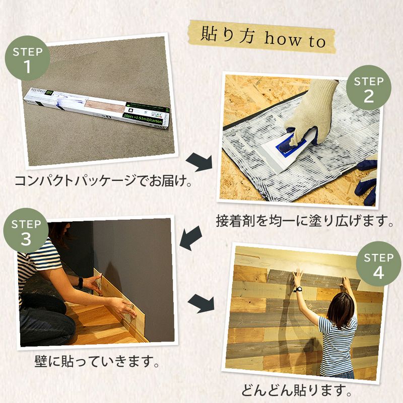 【直送】住まいスタイル/SOLIDECO -PRO- 壁に貼れる天然木パネル 44枚組(約6.64m2) ブルックリン
