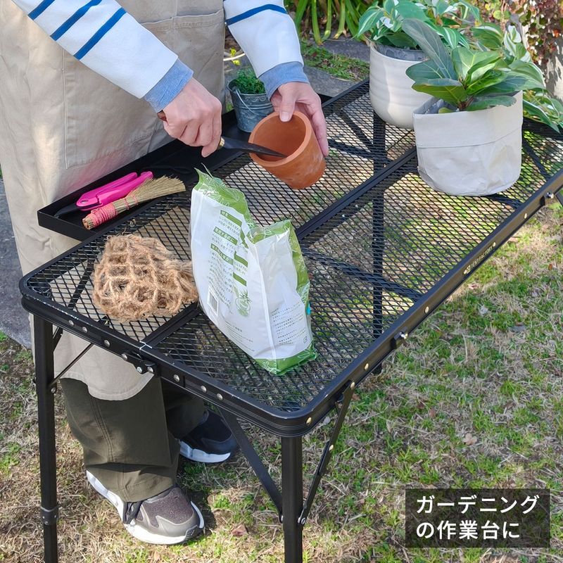 【直送】住まいスタイル/折りたたみメッシュテーブル 幅90 単品 ブラック/STF-CMT90BLK