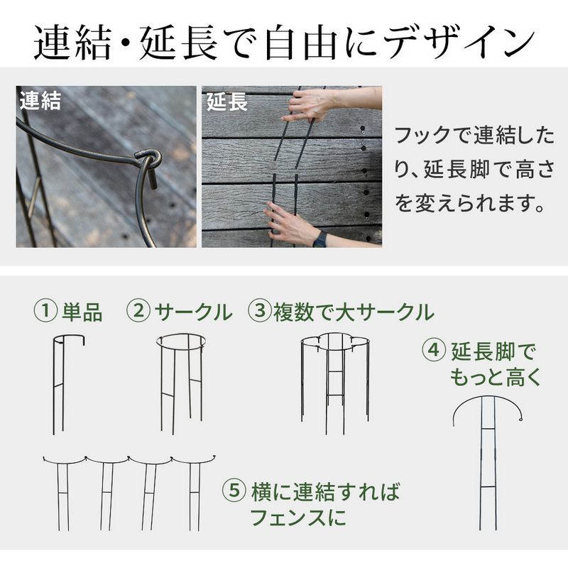 【直送】住まいスタイル/アイアン製植物サポーター延長脚 4本セット ブラック/IF-N0051-4P