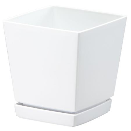 大和プラスチック/クエンチローポット(プレート付) 5号 ホワイト