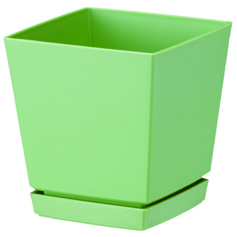 大和プラスチック/クエンチローポット(プレート付) 4号 アッシュグリーン