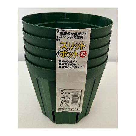 渡辺泰/スリットポット5個入 丸 12.0cm モスグリーン