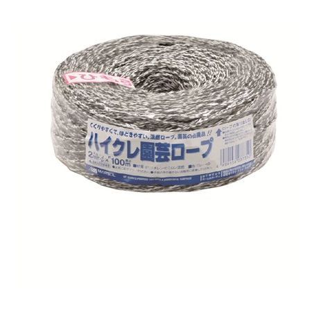 日本マタイ/ハイクレ園芸ロープ グレー/白 2x100m