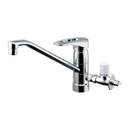 特価◎カクダイ/シングルレバー混合栓 分水孔コックつき 117-052