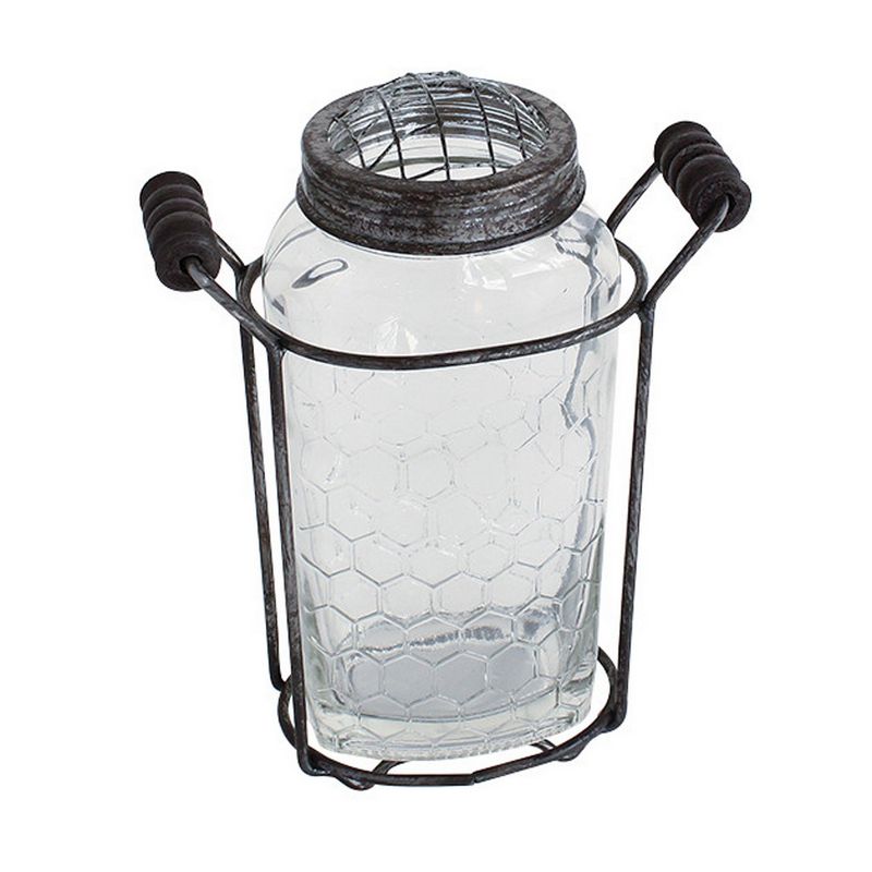 SOW/ガラスフラワーベース アイアンハンドル&メッシュ蓋付き Sサイズ/ZHGR1021SW