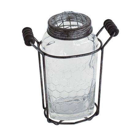 SOW/ガラスフラワーベース アイアンハンドル&メッシュ蓋付き Sサイズ/ZHGR1021SW