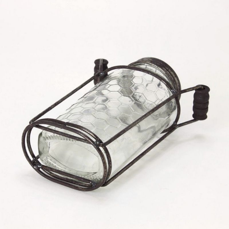 SOW/ガラスフラワーベース アイアンハンドル&メッシュ蓋付き Sサイズ/ZHGR1021SW