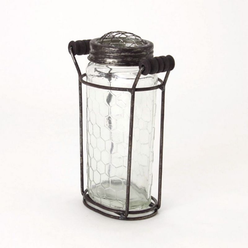 SOW/ガラスフラワーベース アイアンハンドル&メッシュ蓋付き Sサイズ/ZHGR1021SW