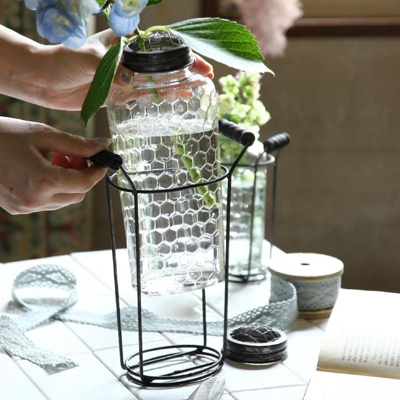 SOW/ガラスフラワーベース アイアンハンドル&メッシュ蓋付き Lサイズ/ZHGR1023SW