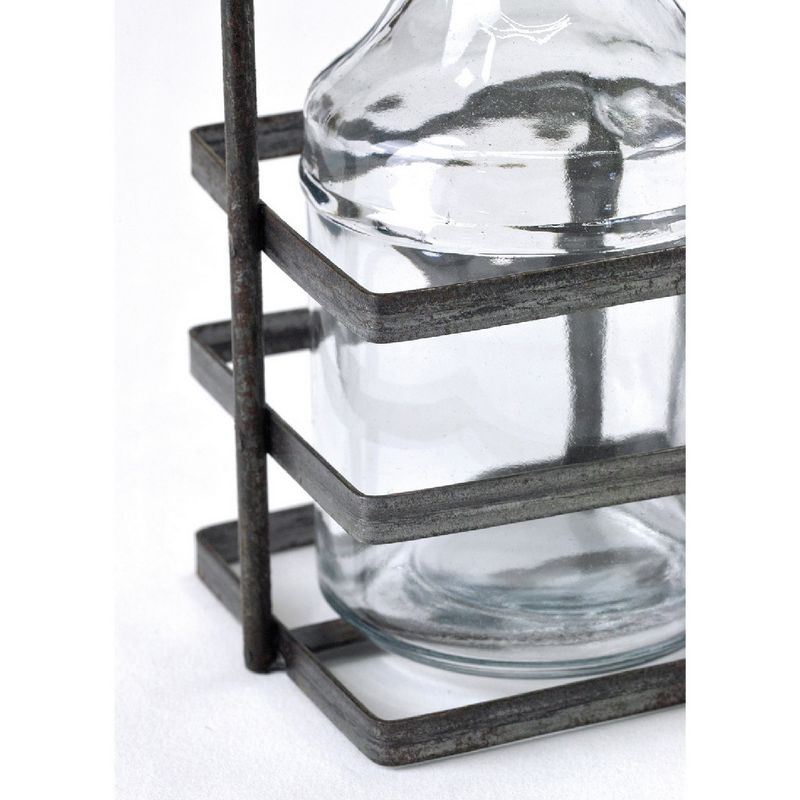 SOW/ブリュージュ ガラスボトルフラワーベース アイアンホルダー付き ダブル/HELZ2070SW