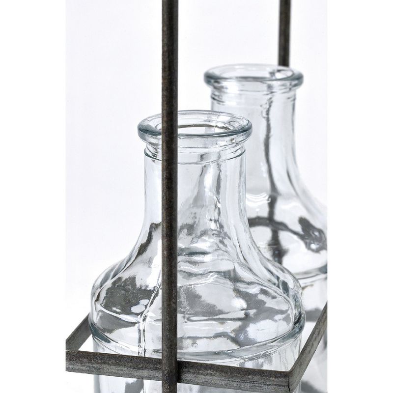 SOW/ブリュージュ ガラスボトルフラワーベース アイアンホルダー付き ダブル/HELZ2070SW
